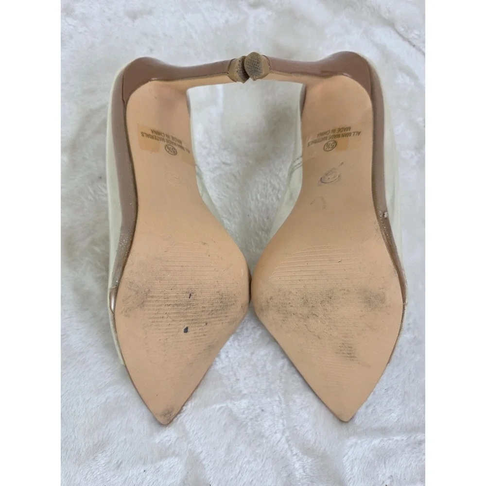 MISS LOLA Clear Vinyl Brown Stiletto Heels Pump Shoes Women Size 5.5‎